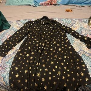Torrid Black and Gold Star Long Sleeve Dress